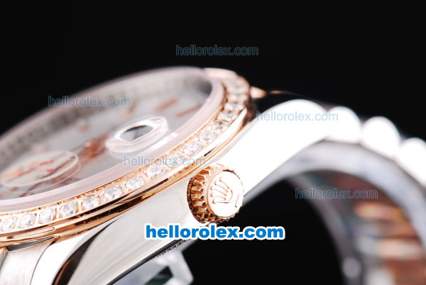 Rolex Datejust Oyster Perpetual Automatic Two Tone with Diamond Bezel and White Dial - Click Image to Close